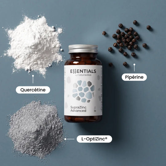 Actifs de SupraZinc Advanced : quercétine, L-OptiZinc® et pipérine