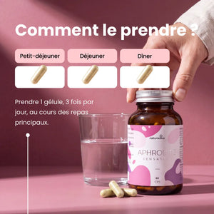 Comment prendre Aphrodite Sensation : 1 gélule 3 fois par jour aux repas principaux