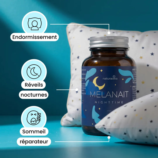 Melanait Nighttime favorise l'endormissement et aide à réduire les réveils nocturnes