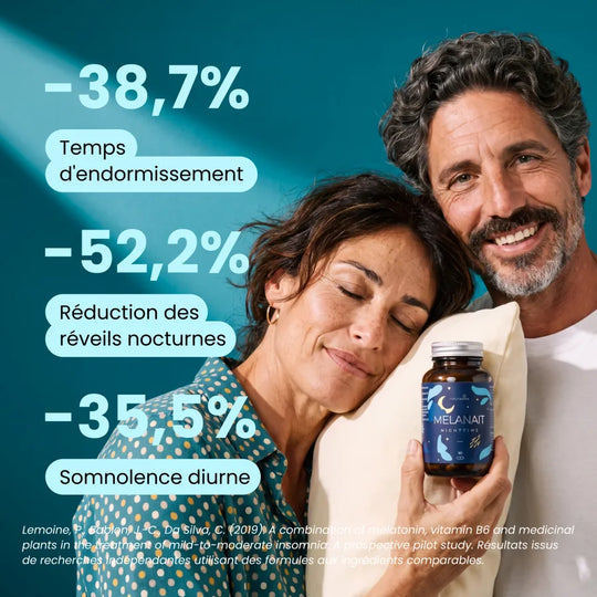 Étude clinique : réduction du temps d'endormissement avec mélatonine, vitamine B6 et plantes