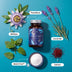 Ingrédients naturels de Melanait : passiflore, lavande, mélisse, safran et MeloTime
