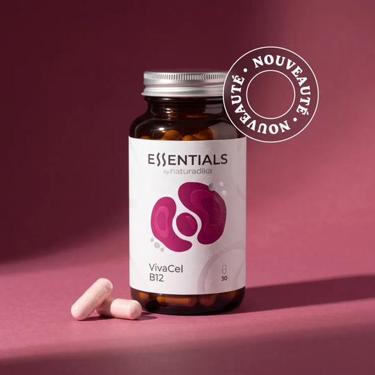 VivaCel B12 de Naturadika — flacon de 30 gélules de vitamine B12 avec folate
