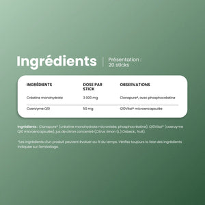 Ingrédients de CreaWell Vital : créatine Clonapure et coenzyme Q10Vital